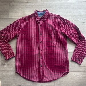 C.E. Schmidt Workwear Flannel Shirt Men’s Medium Red Striped Button Up Cotton